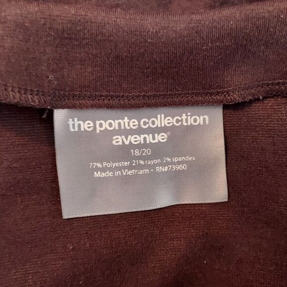 Avenue Ponte Collection Flowy Tunic Top Shirt Womens Size 18 20 Stretch Brown - Picture 8 of 12
